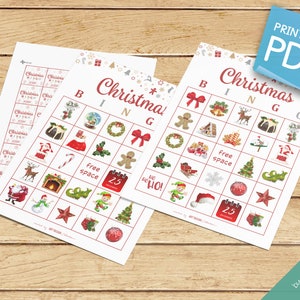 CHRISTMAS BINGO 30 Printable Cards Christmas Game Holiday Bingo Christmas Party Holiday Party Holiday games Xmas bingo game imagem 7