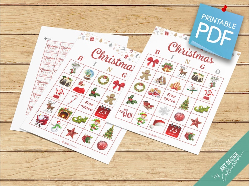 CHRISTMAS BINGO 30 Printable Cards Christmas Game Holiday Bingo Christmas Party Holiday Party Holiday games Xmas bingo game image 7