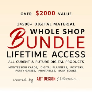 Pacchetto completo del negozio • Carte Montessori Agende digitali Libri di attività Giochi di società Poster Flashcard Mega bundle