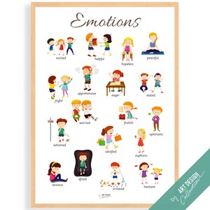 AFFICHE ÉMOTIONS • Poster Montessori • Poster éducatif Montessori pour l'enseignement à domicile à domicile