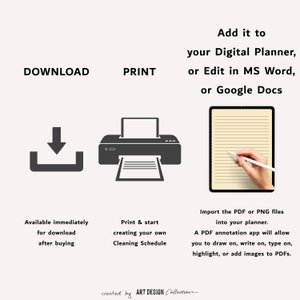 EDITABLE Cleaning Schedule Planner Word Google Docs Fillable Printable ...