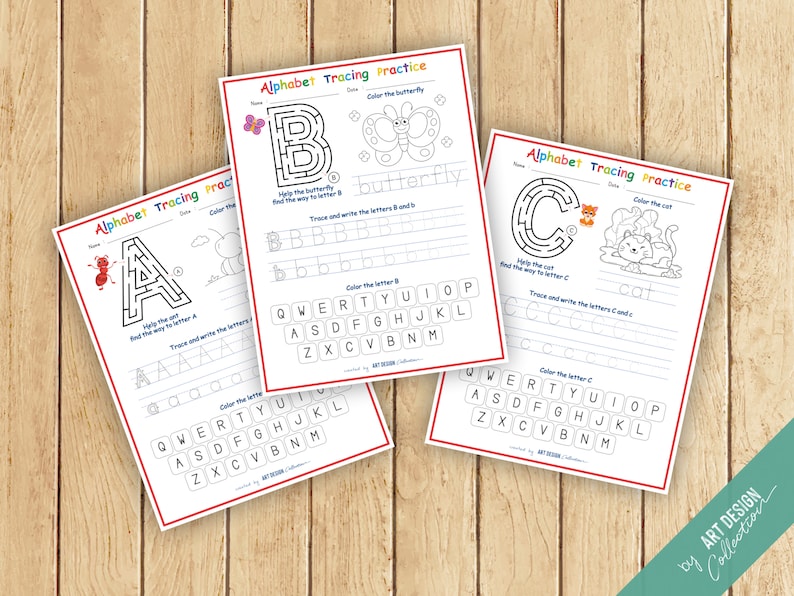 Alphabet Tracing Practice Busy Book Printable Preschool Etsy