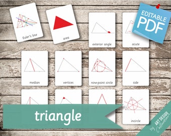 TRIANGLE • 25 Editable Montessori Cards • Flash Cards Nomenclature FlashCards Editable Pdf Printable Cards Geometry preschool