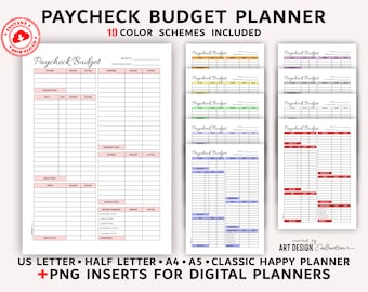 PAYCHECK BUDGET Planner, Digital Planner Planner, Digital Download Budget Planner Template Paycheck Budget Printable Png templates