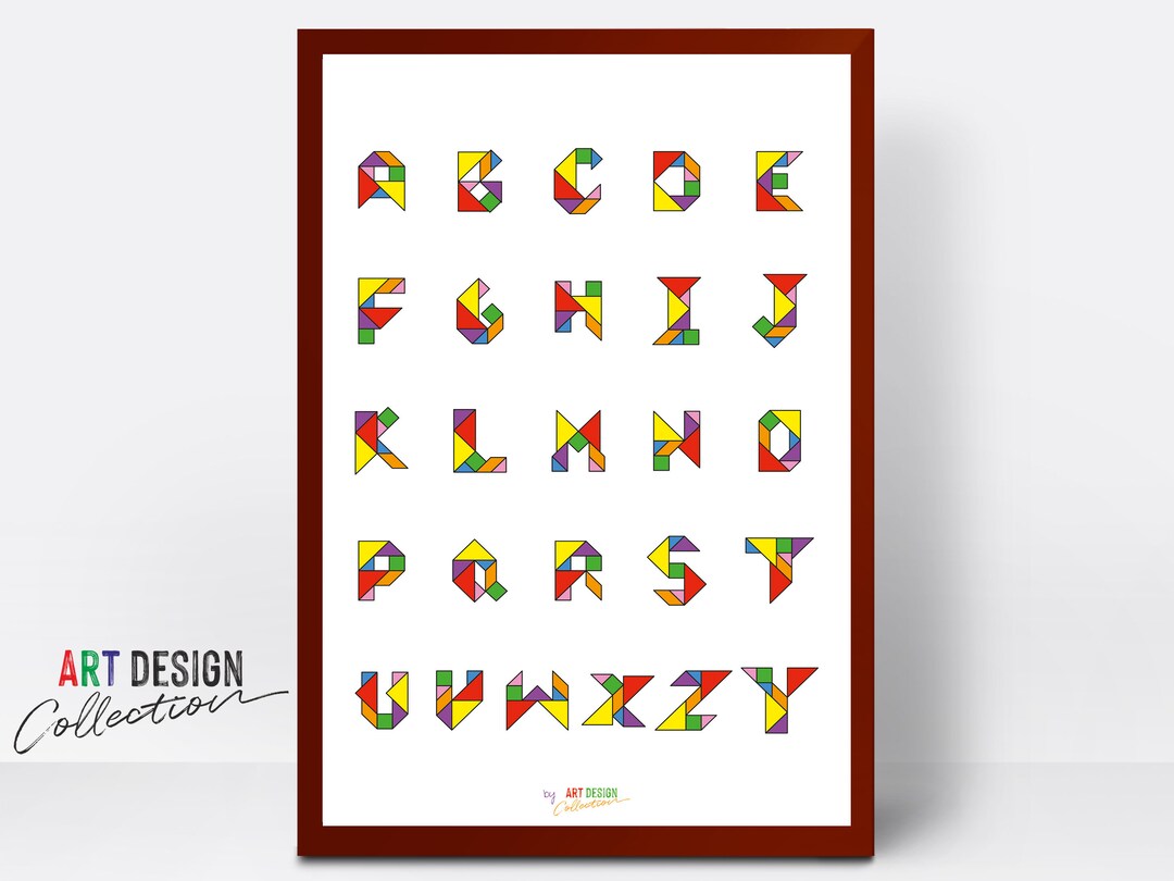 Tangram Alphabet, Abstract Wall Art, Printable Wall Art Decor ...