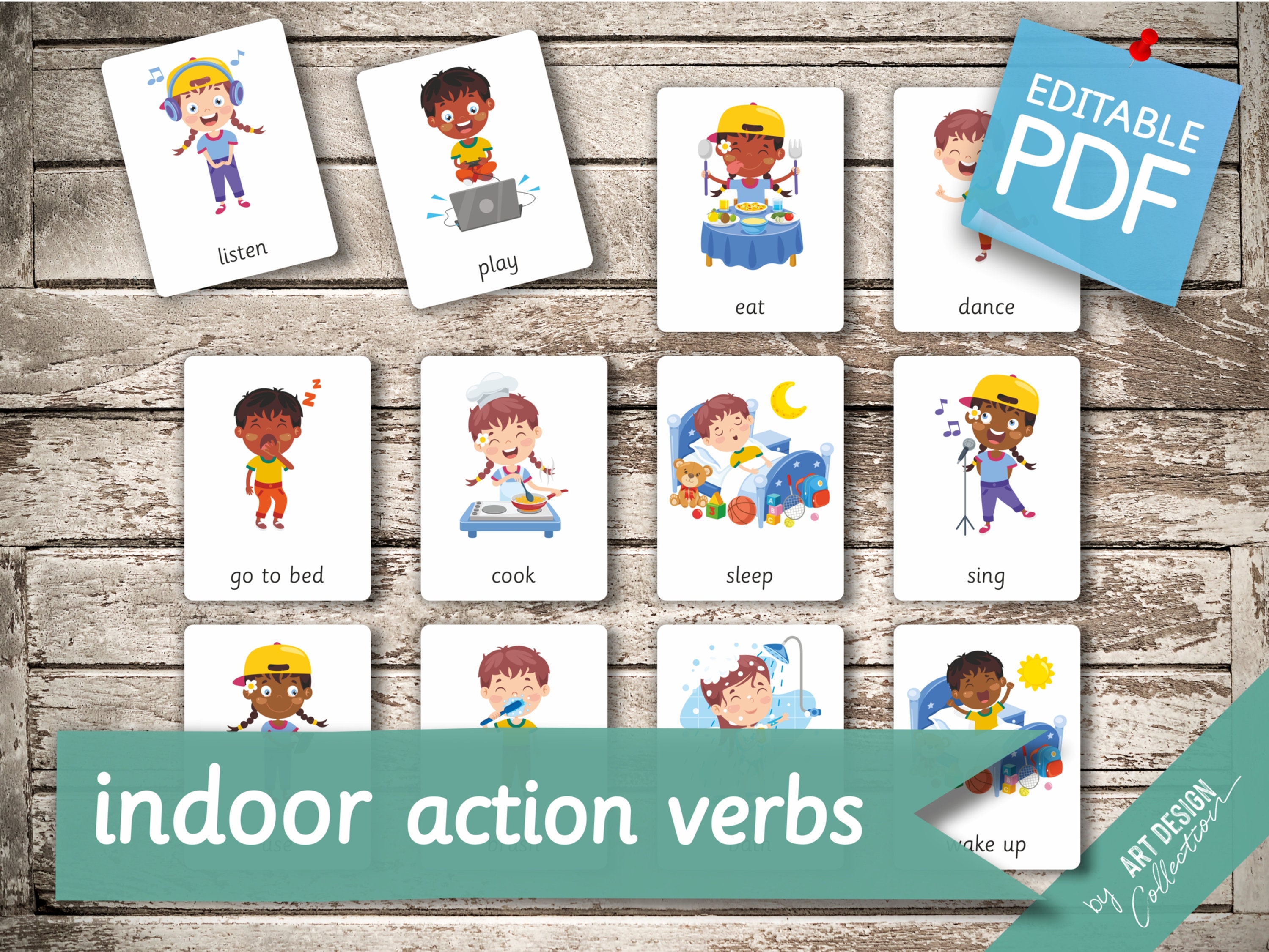 INDOOR ACTION VERBS Spanish Edition 20 Spanish and 20 Etsy Canada