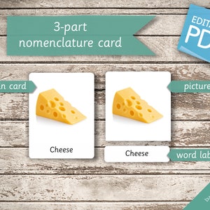 FIRST FOODS (real pictures) • 92 Editable Montessori Cards • Flash Cards Nomenclature FlashCards Pdf Printable Cards Montessori preschool