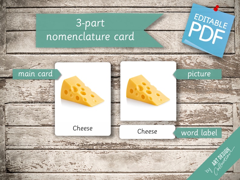 FIRST FOODS (real pictures) • 92 Editable Montessori Cards • Flash Cards Nomenclature FlashCards Pdf Printable Cards Montessori preschool