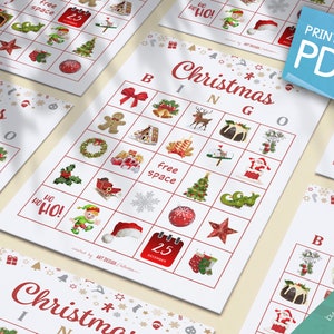 CHRISTMAS BINGO 30 Printable Cards Christmas Game Holiday Bingo Christmas Party Holiday Party Holiday games Xmas bingo game image 2