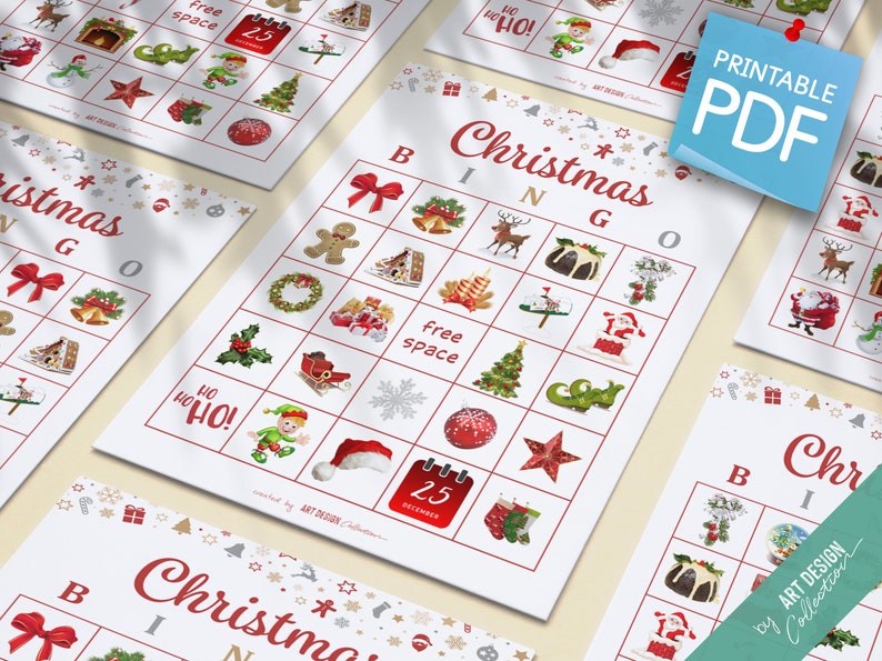 CHRISTMAS BINGO 30 Printable Cards Christmas Game Holiday Bingo Christmas Party Holiday Party Holiday games Xmas bingo game imagem 2