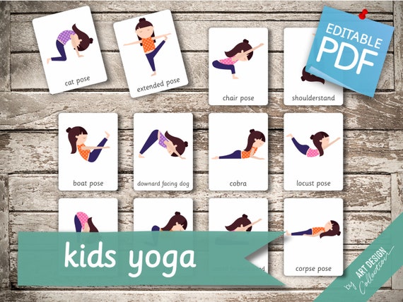 kids yoga 16 montessori cards flash cards nomenclature etsy