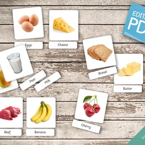 FIRST FOODS (real pictures) • 92 Editable Montessori Cards • Flash Cards Nomenclature FlashCards Pdf Printable Cards Montessori preschool