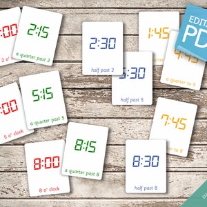 DIGITAL TIME (level 1) • 48 Editable Montessori Cards • Time Flash ...
