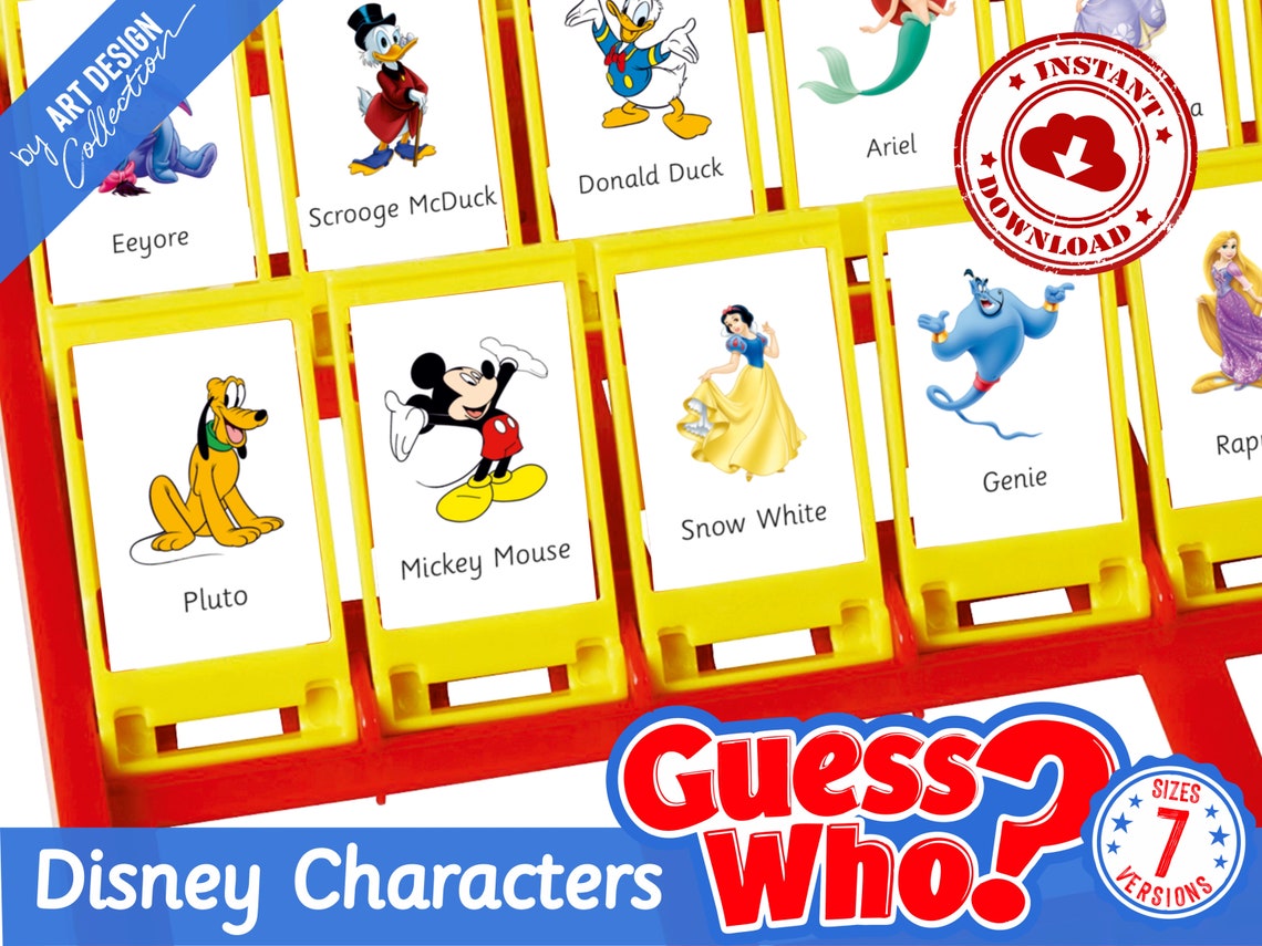 Guess Who DISNEY Characters Insert Cards Montessori cards | Etsy