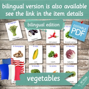 VEGETABLES (real pictures) • 46 Editable Montessori Cards • Flash Cards  Nomenclature FlashCards Pdf Printable Cards preschool Toys