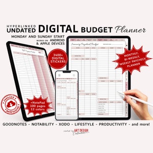 Digitaler BUDGET Planer, GoodNotes Digitaler Planer Digitaler Finanzierungsplaner Samsung Notizen Planer Zweiwöchentlicher Haushalt Monatsbudget iPad Planer
