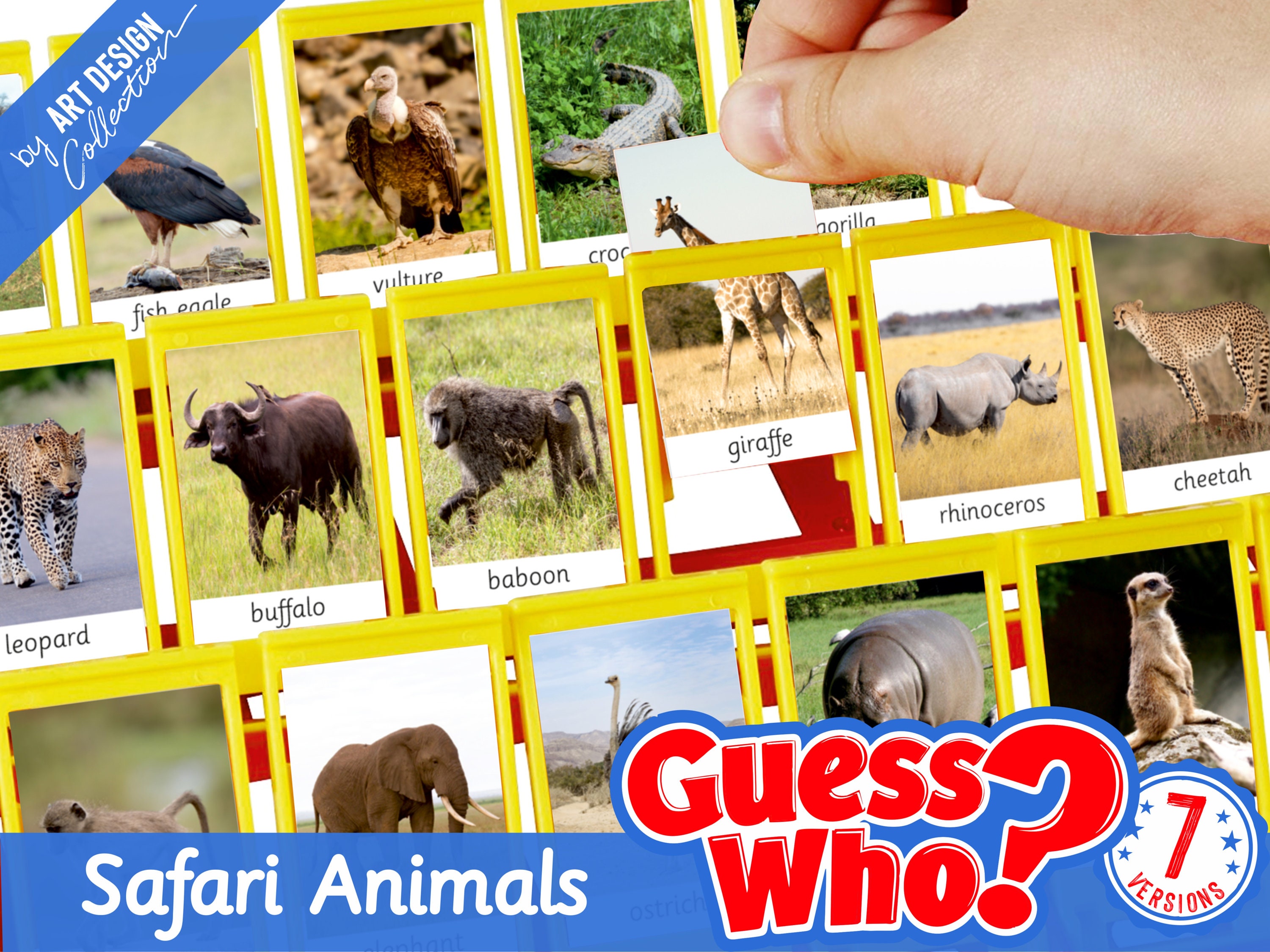 Guess Who SAFARI ANIMALS Insert Cards Montessori cards | Etsy
