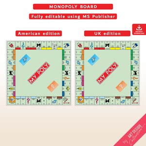 MONOPOLY Editable TEMPLATE • Custom Monopoly Template Game • Party ...