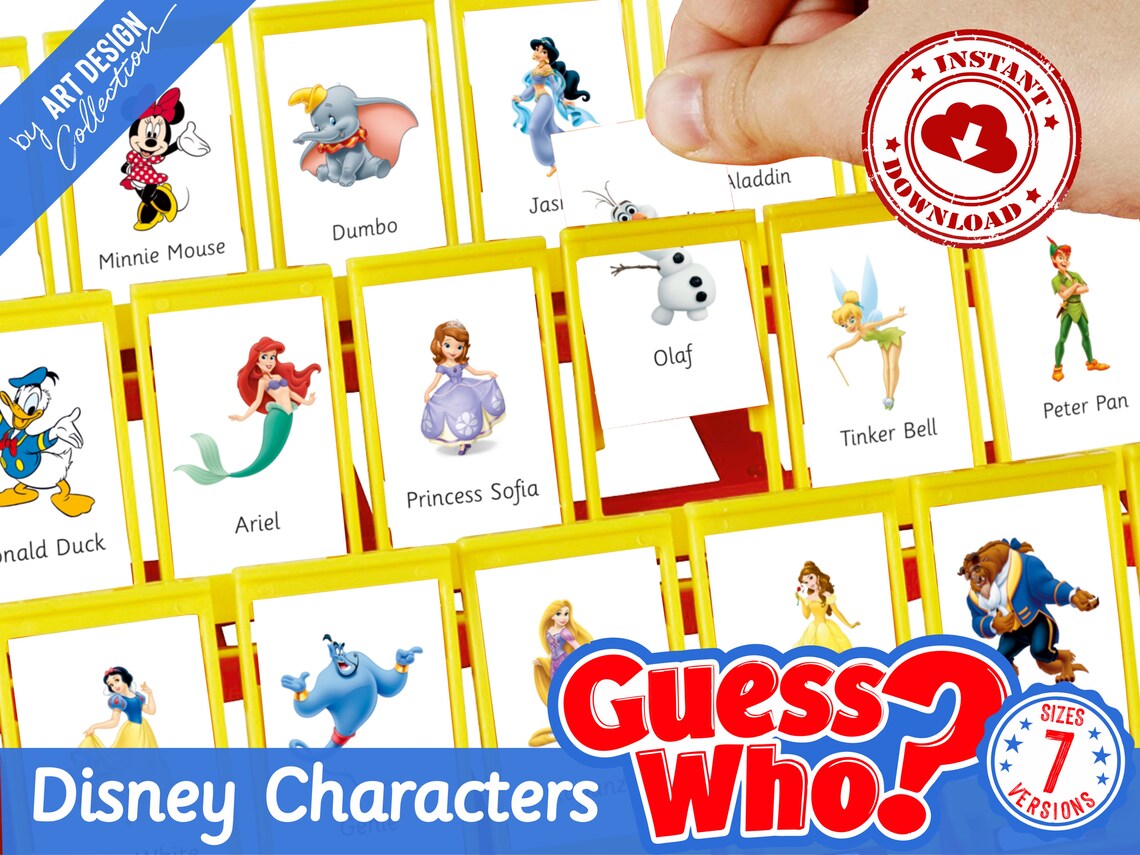 Guess Who DISNEY Characters Insert Cards Montessori cards | Etsy