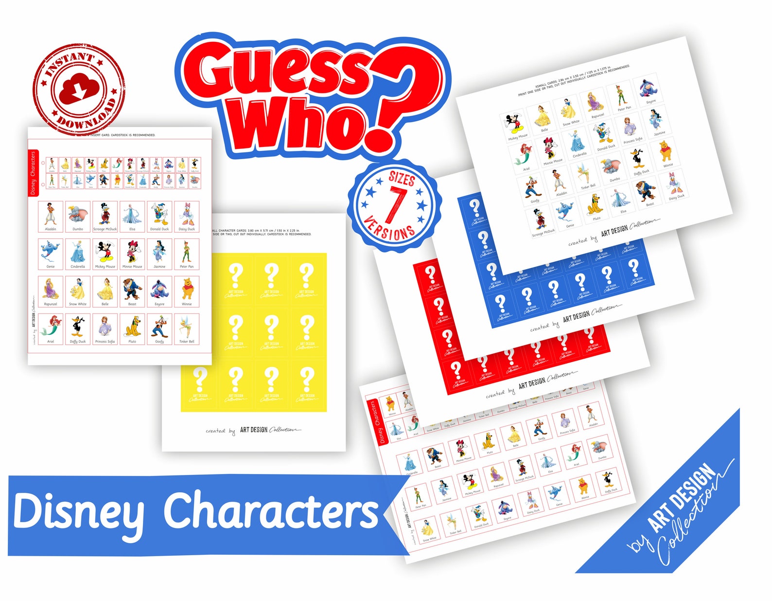 Guess Who DISNEY Characters Insert Cards Montessori cards | Etsy