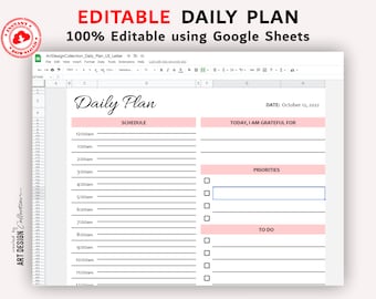 EDITABLE DAILY PLAN, Digital Planner Planner, Digital Download Budget Planner Template Paycheck Budget Printable