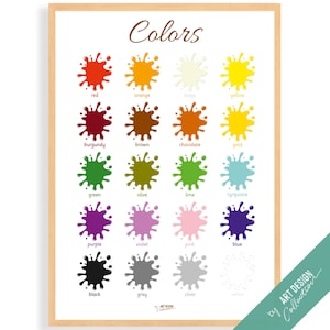 COLORS POSTER • Montessori Poster • Montessori Educational Homeschooling Learning Poster Kids Nursery Room preschool