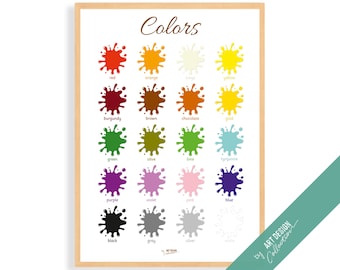 COLORS POSTER • Montessori Poster • Montessori Educational Homeschooling Learning Poster Kids Nursery Room preschool