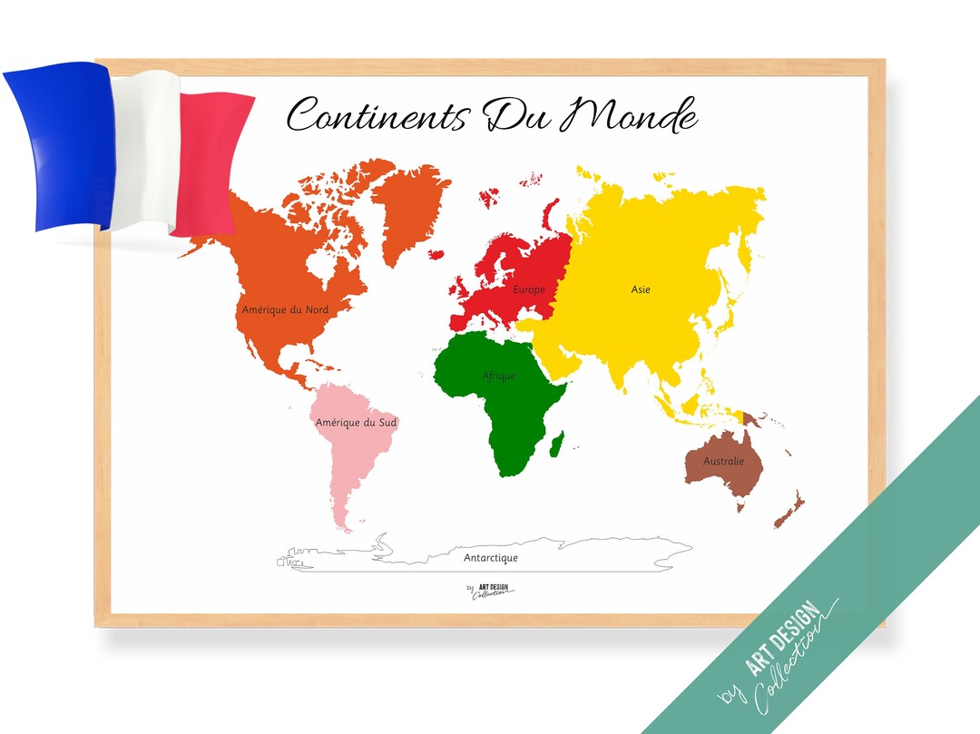 CONTINENTS of the WORLD POSTER French Edition • Montessori Poster