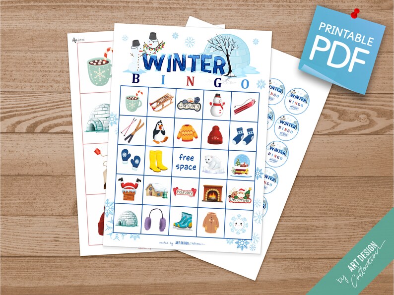 WINTER BINGO 120 Printable Cards Christmas Game Holiday - Etsy
