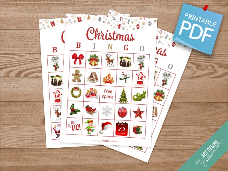 CHRISTMAS BINGO 30 Printable Cards Christmas Game Holiday Bingo Christmas Party Holiday Party Holiday games Xmas bingo game image 6