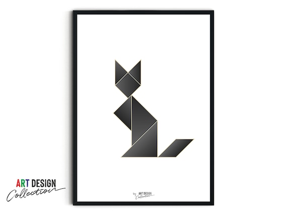 Cat Tangram Abstract Wall Art Printable Wall Art Decor - Etsy