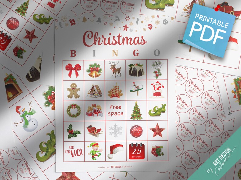 CHRISTMAS BINGO 30 Printable Cards Christmas Game Holiday Bingo Christmas Party Holiday Party Holiday games Xmas bingo game image 8