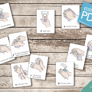 How to WASH Your HANDS PROPERLY • 11 Editable Montessori Cards • Flash ...
