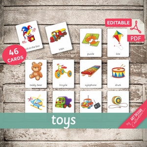 TOYS • 46 Montessori Cards • Flash Cards  Nomenclature FlashCards  Editable Pdf Printable Cards preschool