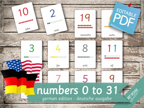 numbers 0 to 31 german edition 32 german and 32 english etsy