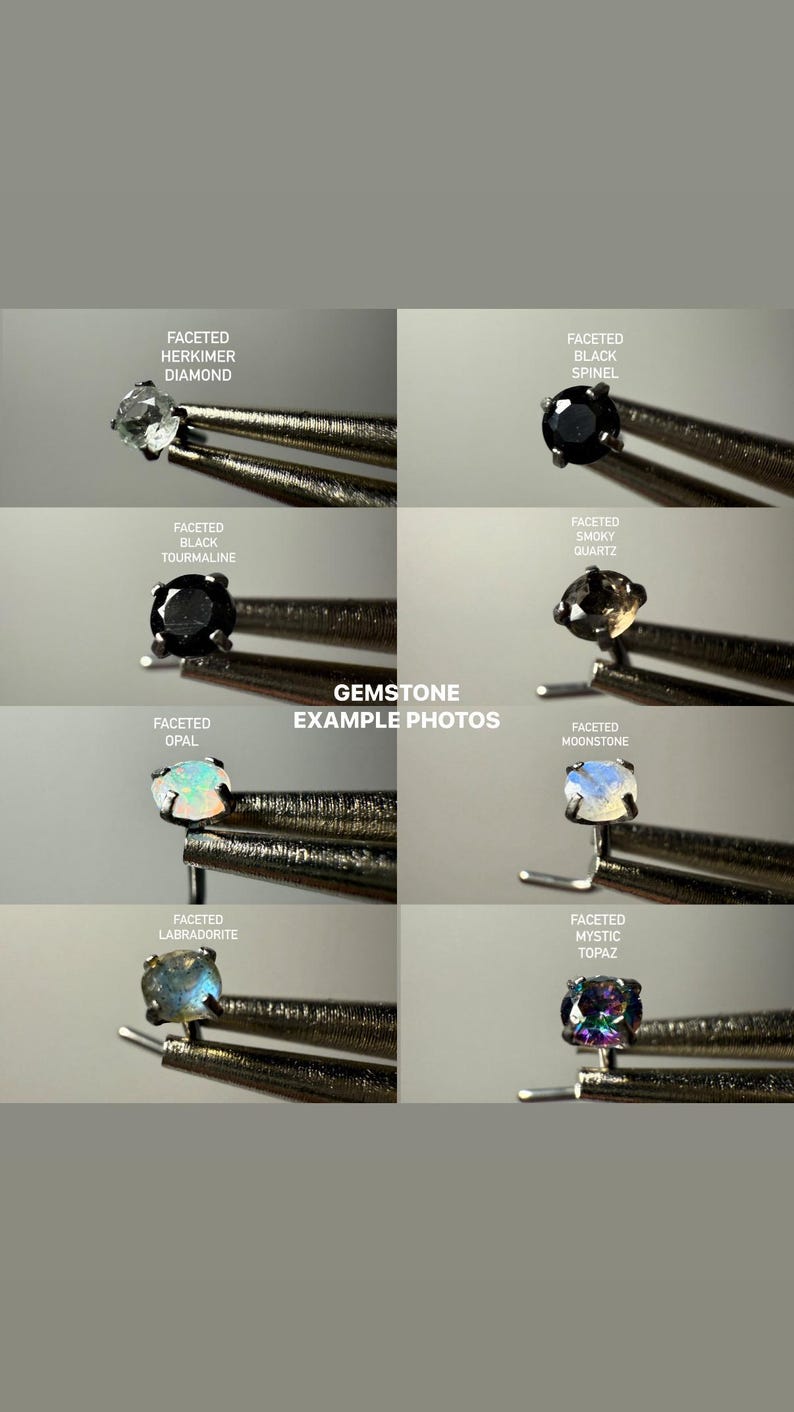 100% Natural Crystal Earring Studs, Hypoallergenic 316L Surgical Steel | 3mm faceted Gemstone | body jewelry | 40+ Gemstone Options image 12