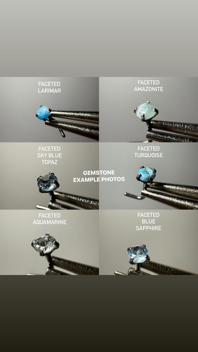 100% Natural Crystal Earring Studs, Hypoallergenic 316L Surgical Steel | 3mm faceted Gemstone | body jewelry | 40+ Gemstone Options image 10