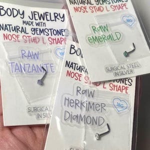 RAW CRYSTAL nose studs, natural state, unpolished, raw real energy, you choose Stone