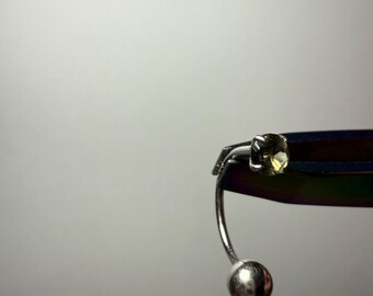 925 Sterling Silber Facettierter Moldavit Hoop Ohrring | Echter Tschechischer Moldavit | 2,9mm | 20G | 10mm | EIN Genaues Stück