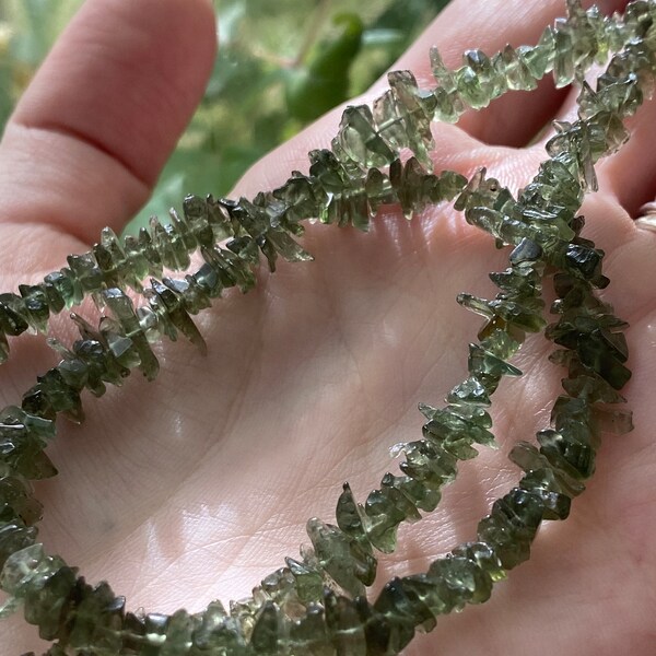 ONE REAL Moldavite Bead per order, genuine Moldavite, polished bead, Chip style