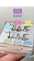 3mm Faceted All Natural Gemstone Nose Studs, moldavite, tanzanite, libyan desert glass, pink tourmaline, opal, and more