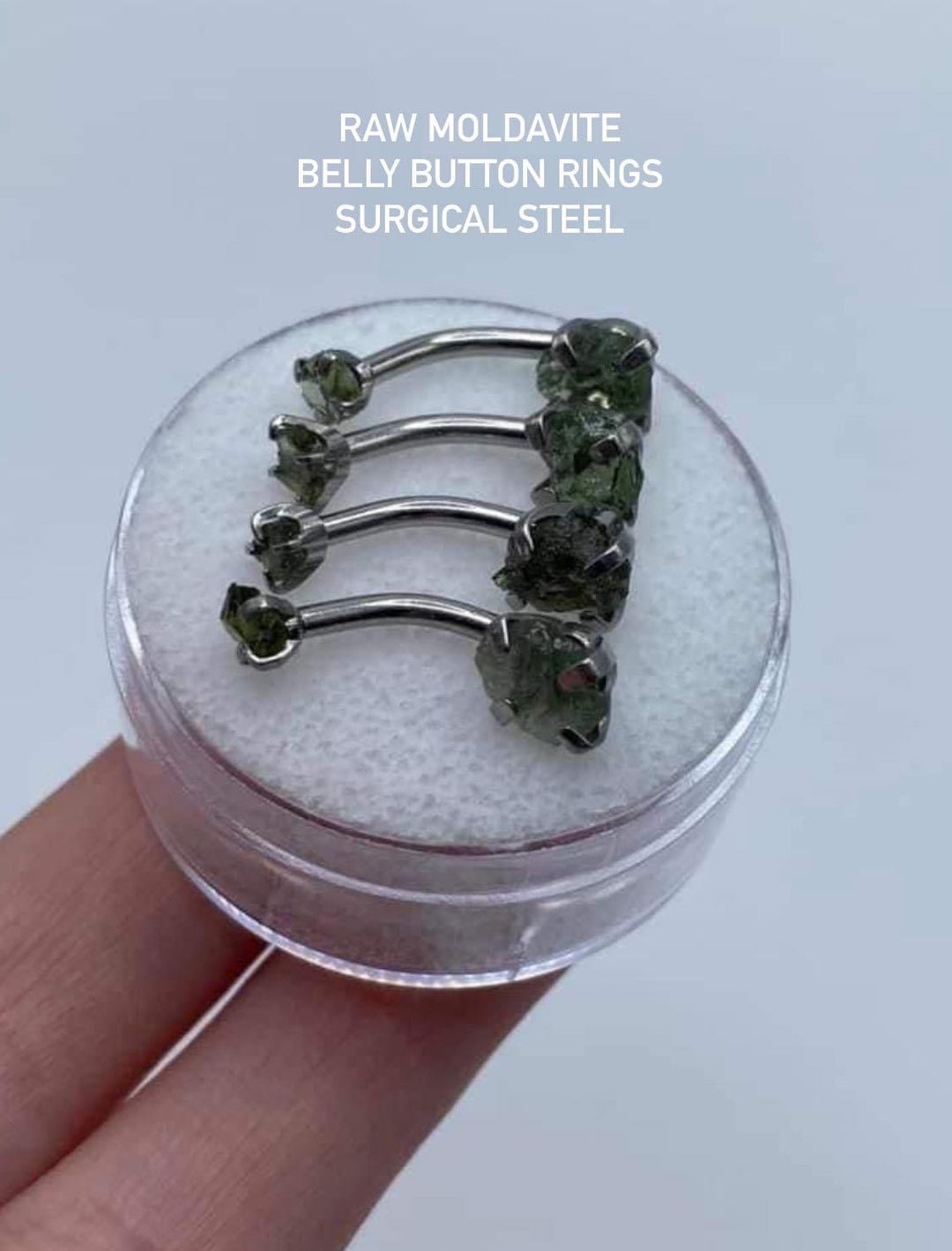 Real raw Moldavite Belly Button Ring Etsy
