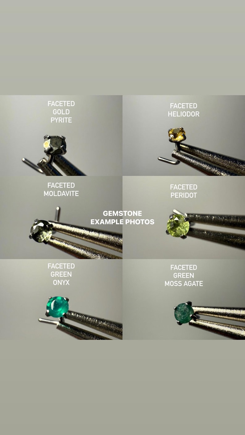 100% Natural Crystal Earring Studs, Hypoallergenic 316L Surgical Steel | 3mm faceted Gemstone | body jewelry | 40+ Gemstone Options image 8
