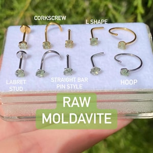 ROH MOLDAVIT Nasenstecker, silber, gold, oder schwarz, Chirurgenstahl, tschechischer Moldavit