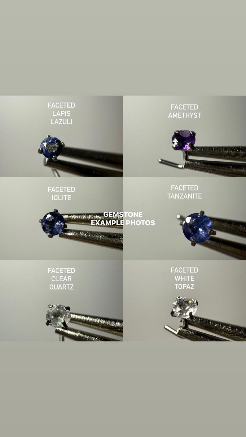 100% Natural Crystal Earring Studs, Hypoallergenic 316L Surgical Steel | 3mm faceted Gemstone | body jewelry | 40+ Gemstone Options image 11
