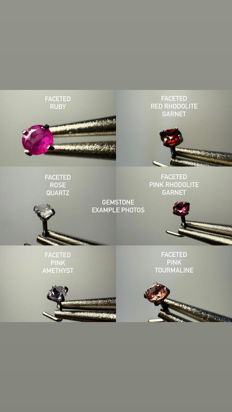 100% Natural Crystal Earring Studs, Hypoallergenic 316L Surgical Steel | 3mm faceted Gemstone | body jewelry | 40+ Gemstone Options image 6