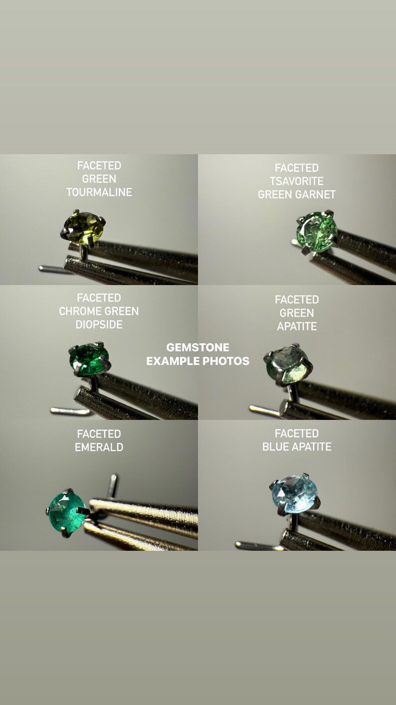 100% Natural Crystal Earring Studs, Hypoallergenic 316L Surgical Steel | 3mm faceted Gemstone | body jewelry | 40+ Gemstone Options image 9