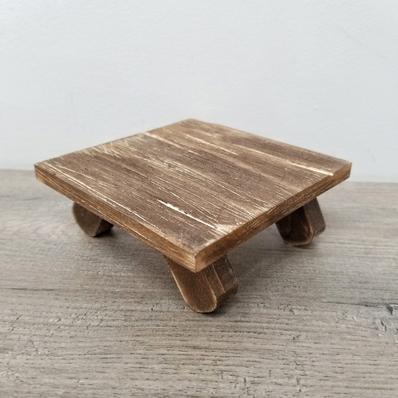 Small square wooden riser / Rustic stand Etsy