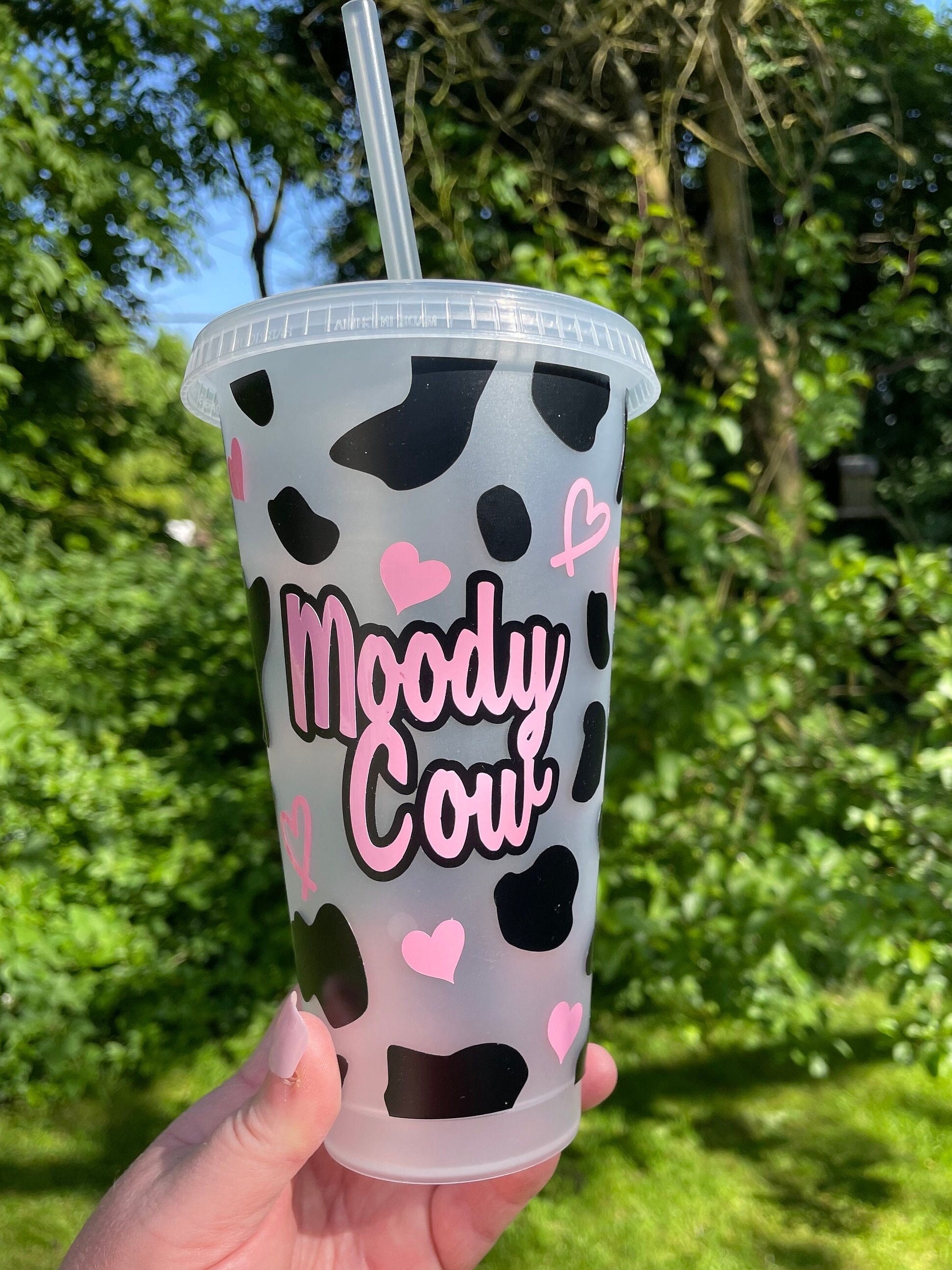 Moody Cow Cold Cup Tumbler Cow Print Reusable Cold Cup Iced Etsy UK