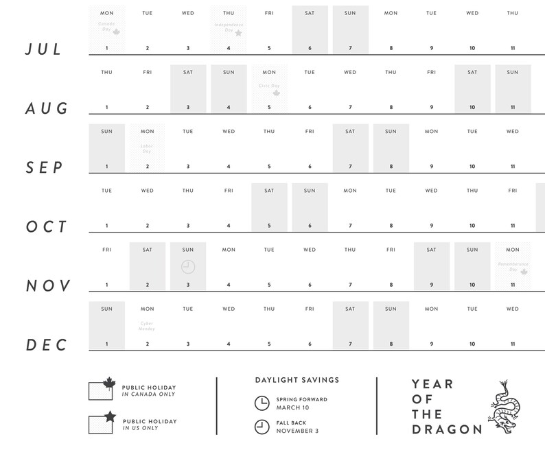 2024 Large Wall Calendar Full Year Calendar for Planners and Etsy